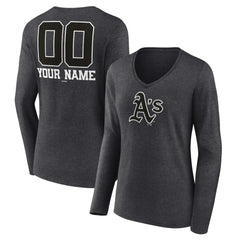 Athletics Women's Personalized Monochrome Name & Number Long Sleeve V-Neck T-Shirt Outlet