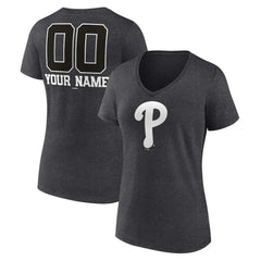 Philadelphia Phillies Women's Personalized Monochrome Name & Number V-Neck T-Shirt Sale