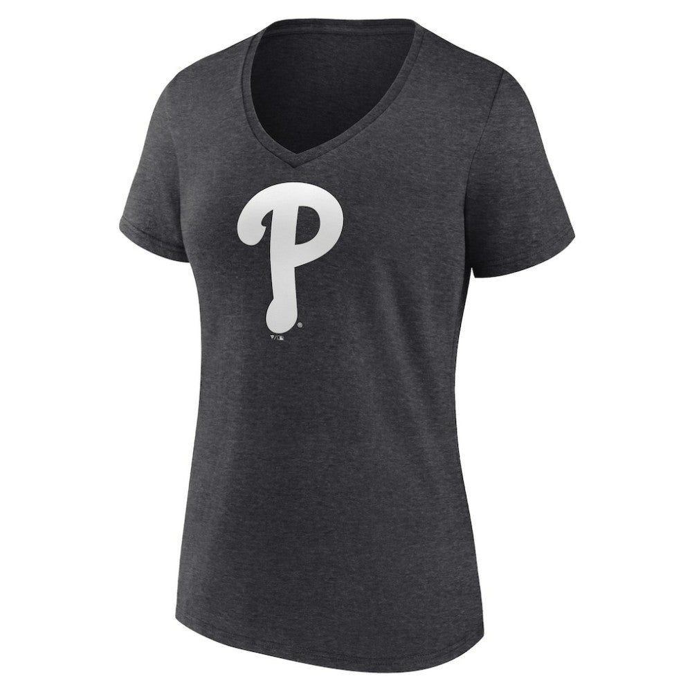 Philadelphia Phillies Women's Personalized Monochrome Name & Number V-Neck T-Shirt Sale
