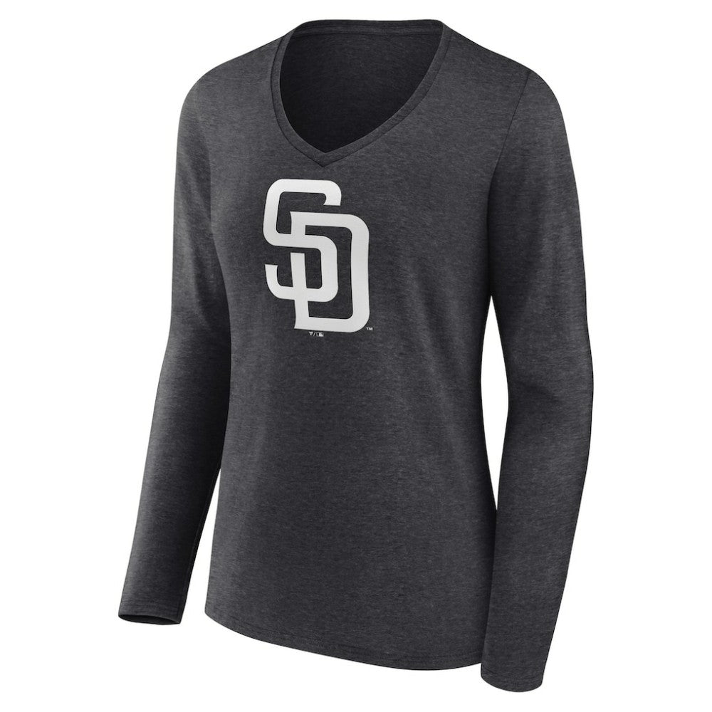 San Diego Padres Women's Personalized Monochrome Name & Number Long Sleeve V-Neck T-Shirt Online