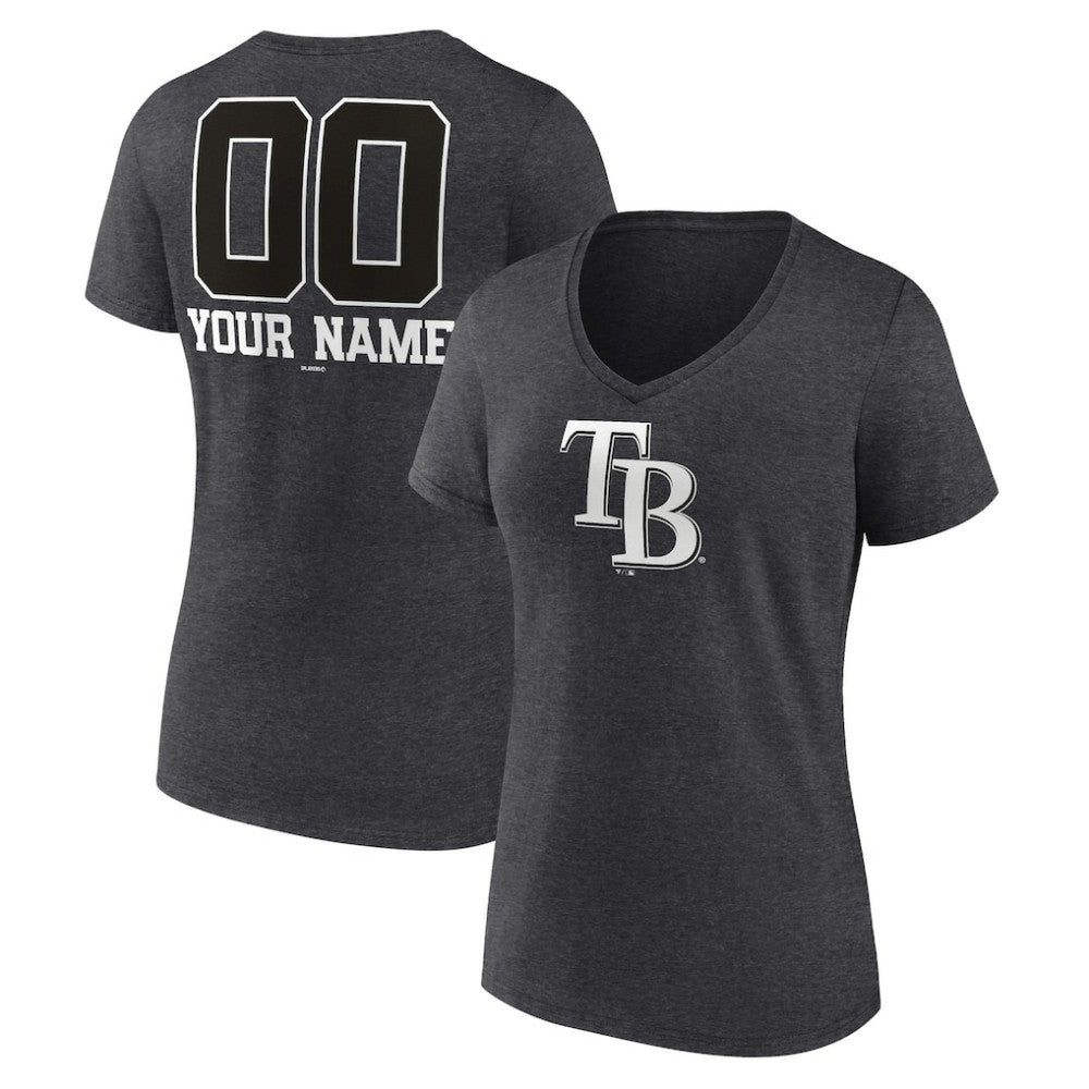 Tampa Bay Rays Women's Personalized Monochrome Name & Number V-Neck T-Shirt Near Me