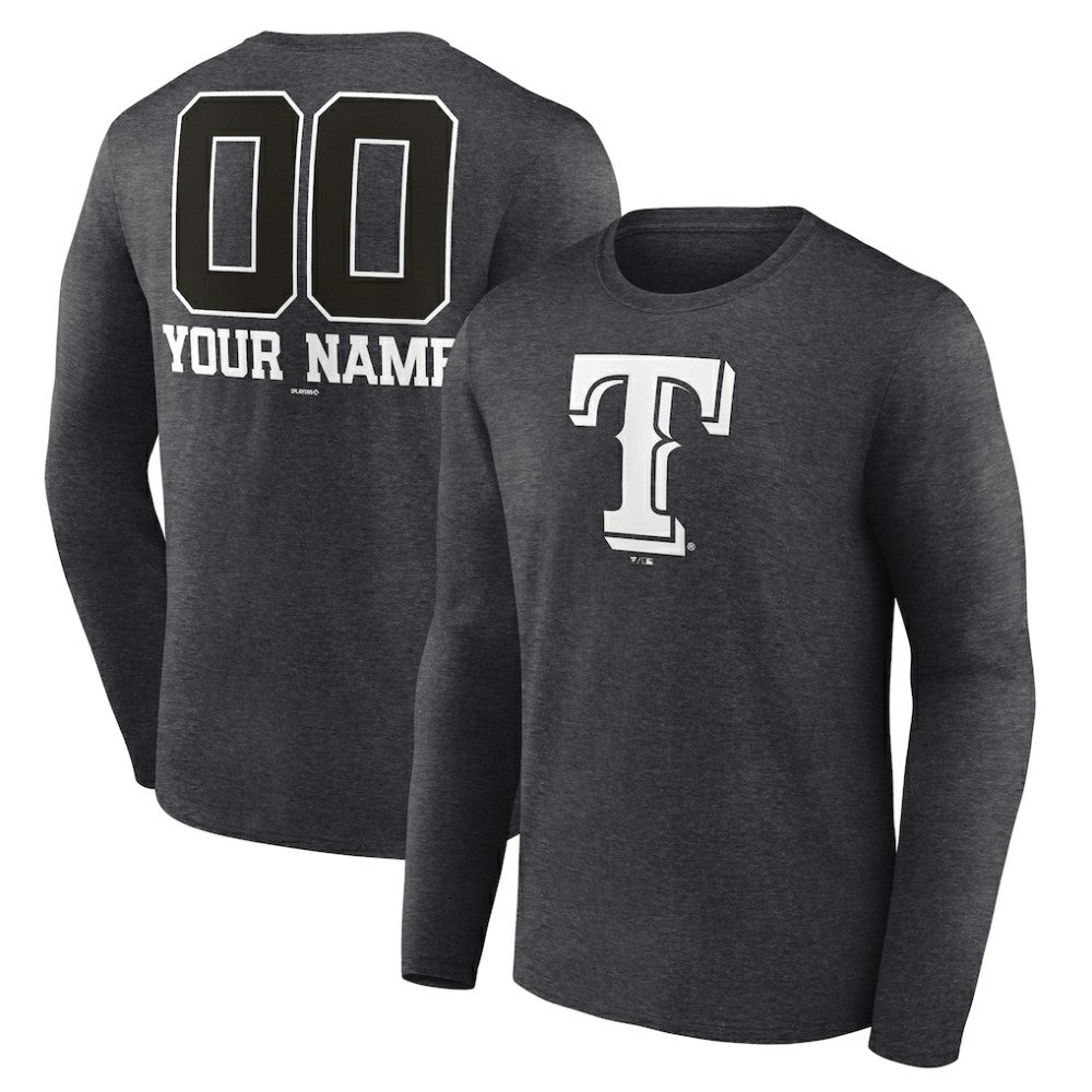 Texas Rangers Personalized Monochrome Name & Number Long Sleeve T-Shirt Outlet