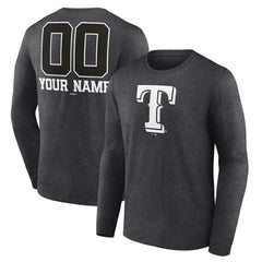 Texas Rangers Personalized Monochrome Name & Number Long Sleeve T-Shirt Outlet