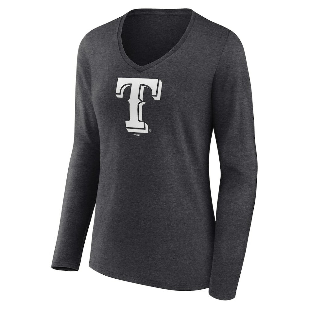 Texas Rangers Women's Personalized Monochrome Name & Number Long Sleeve V-Neck T-Shirt Outlet