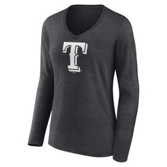 Texas Rangers Women's Personalized Monochrome Name & Number Long Sleeve V-Neck T-Shirt Outlet