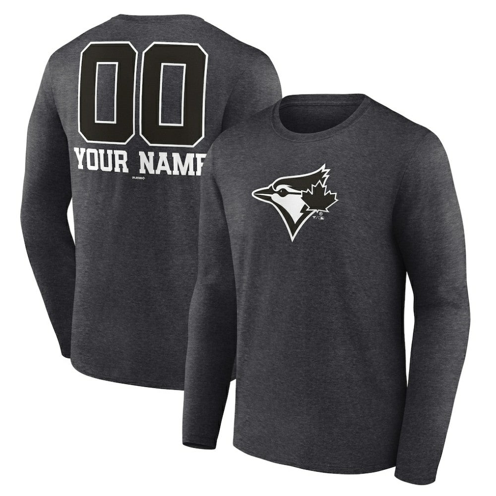 Toronto Blue Jays Personalized Monochrome Name & Number Long Sleeve T-Shirt Outlet