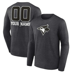 Toronto Blue Jays Personalized Monochrome Name & Number Long Sleeve T-Shirt Outlet