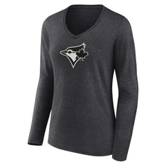 Toronto Blue Jays Women's Personalized Monochrome Name & Number Long Sleeve V-Neck T-Shirt Online
