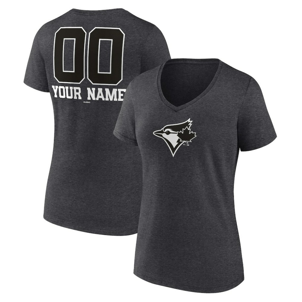 Toronto Blue Jays Women's Personalized Monochrome Name & Number V-Neck T-Shirt Outlet