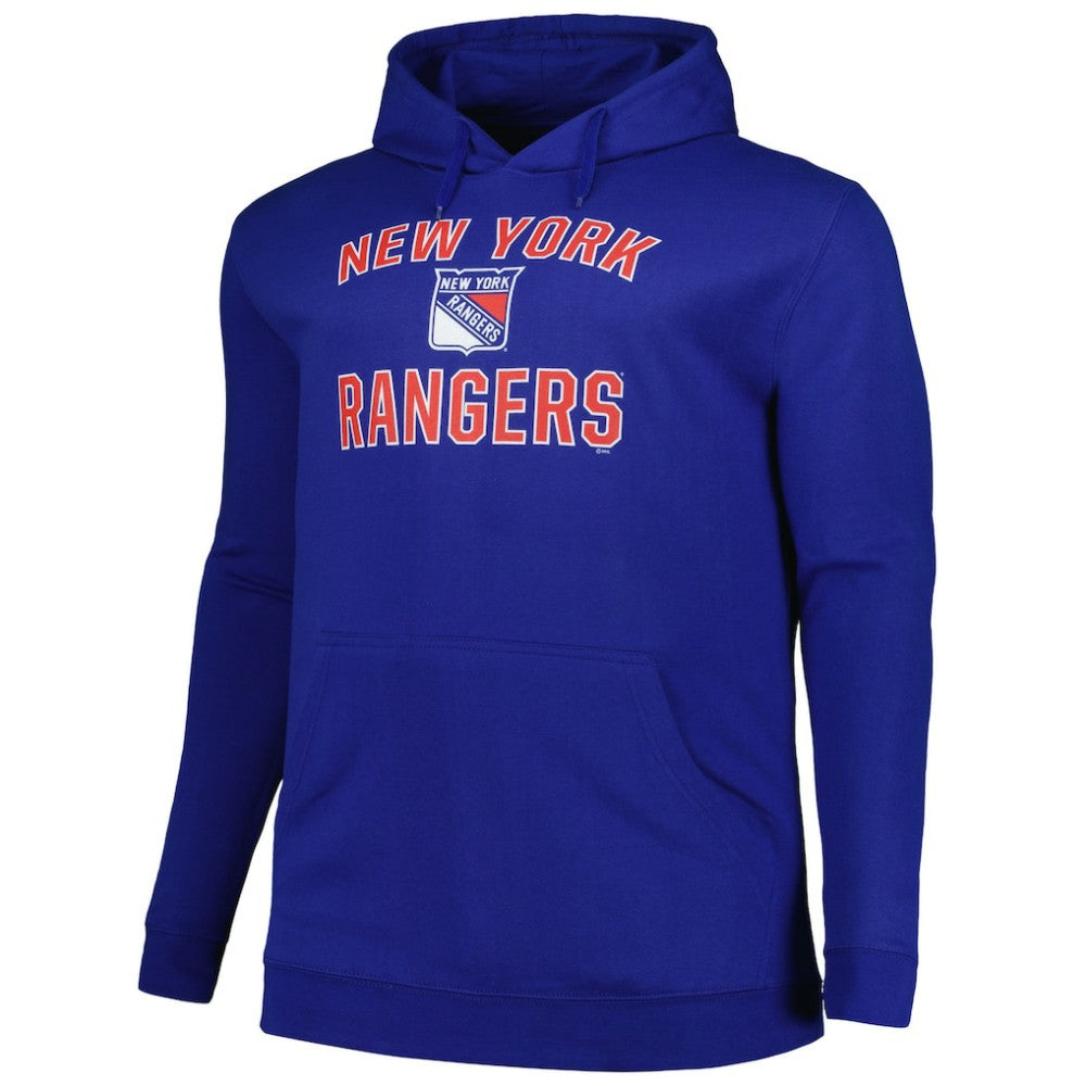 New York Rangers Profile Big & Tall Arch Over Logo Pullover Hoodie - Blue | NHL Lifestyle