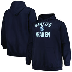 Seattle Kraken Profile Big & Tall Arch Over Logo Pullover Hoodie - Deep Sea Blue | NHL near me