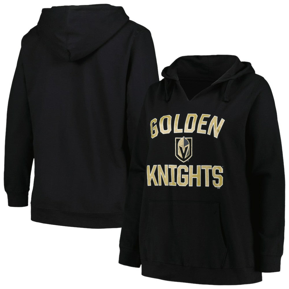 Vegas Golden Knights Profile Women's Plus Size Arch Over Logo Pullover Hoodie - Black | NHL discount
