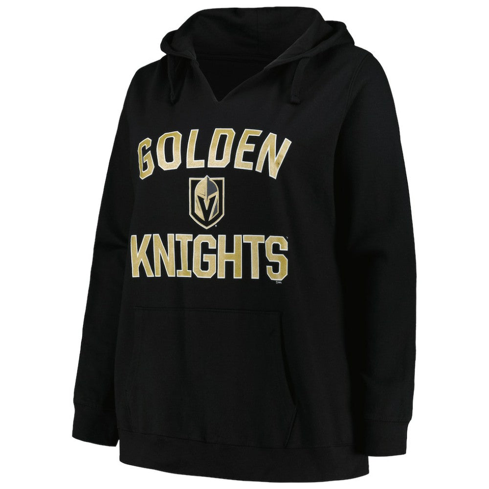 Vegas Golden Knights Profile Women's Plus Size Arch Over Logo Pullover Hoodie - Black | NHL discount