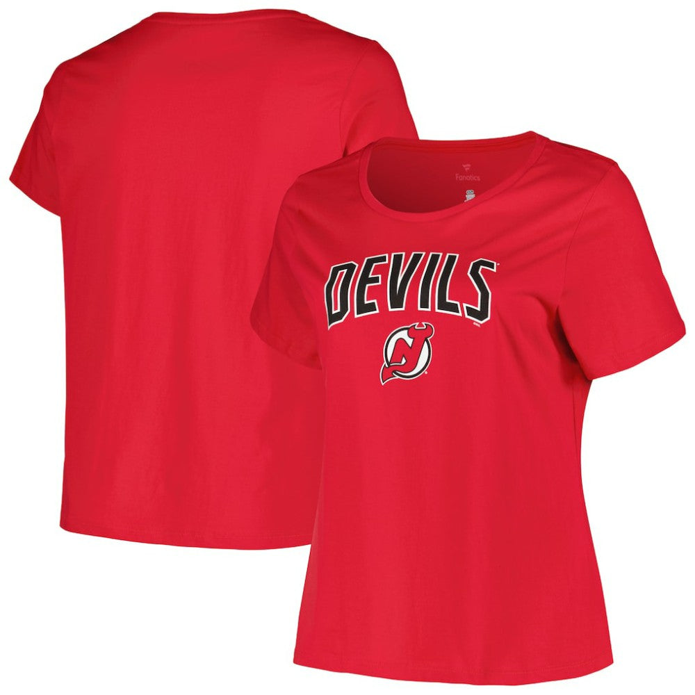 New Jersey Devils Profile Women's Plus Size Arch Over Logo T-Shirt - Red | NHL Clearance