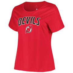 New Jersey Devils Profile Women's Plus Size Arch Over Logo T-Shirt - Red | NHL Clearance