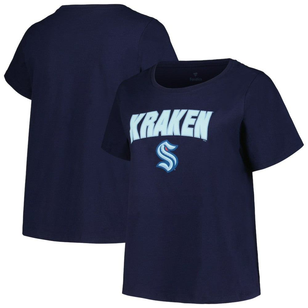 Seattle Kraken Profile Women's Plus Size Arch Over Logo T-Shirt - Deep Sea Blue | NHL Lifestyle