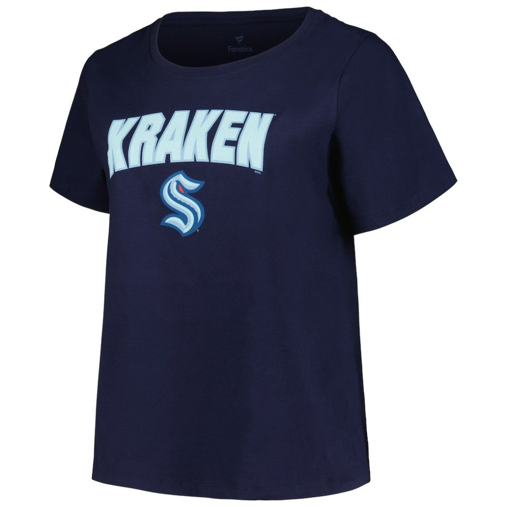 Seattle Kraken Profile Women's Plus Size Arch Over Logo T-Shirt - Deep Sea Blue | NHL Lifestyle