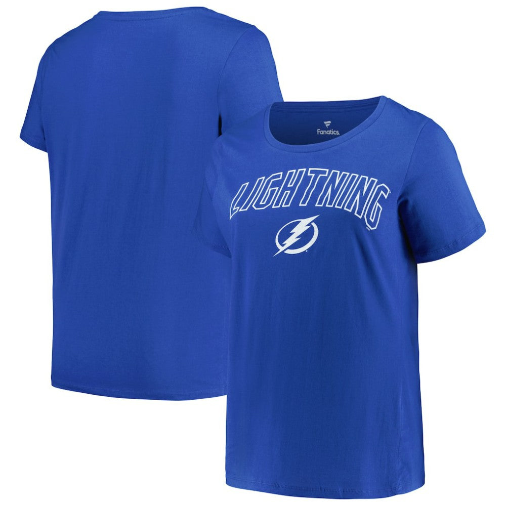Tampa Bay Lightning Profile Women's Plus Size Arch Over Logo T-Shirt - Blue | NHL sale