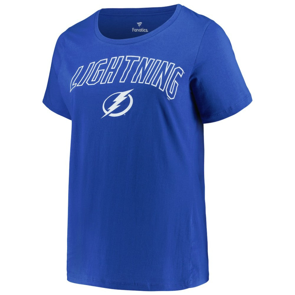 Tampa Bay Lightning Profile Women's Plus Size Arch Over Logo T-Shirt - Blue | NHL sale