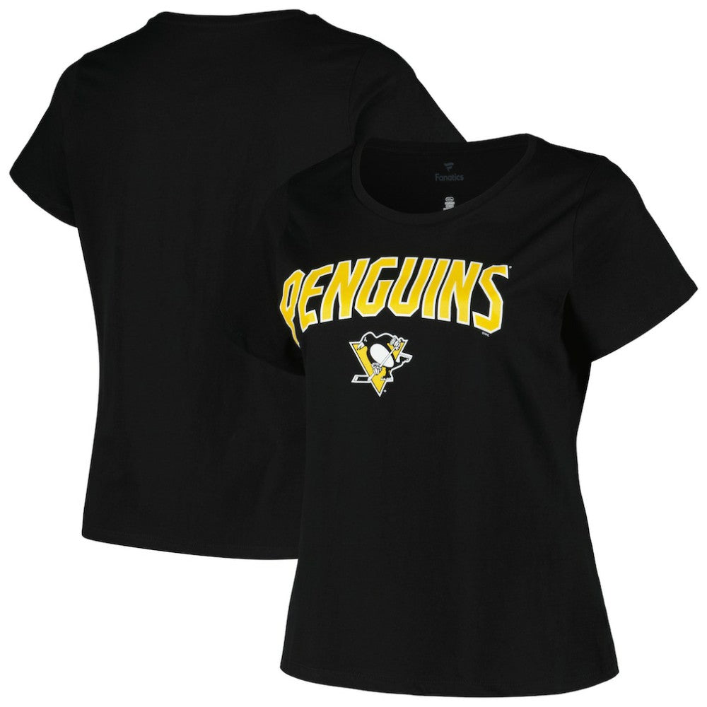 Pittsburgh Penguins Profile Women's Plus Size Arch Over Logo T-Shirt - Black | NHL Lifestyle