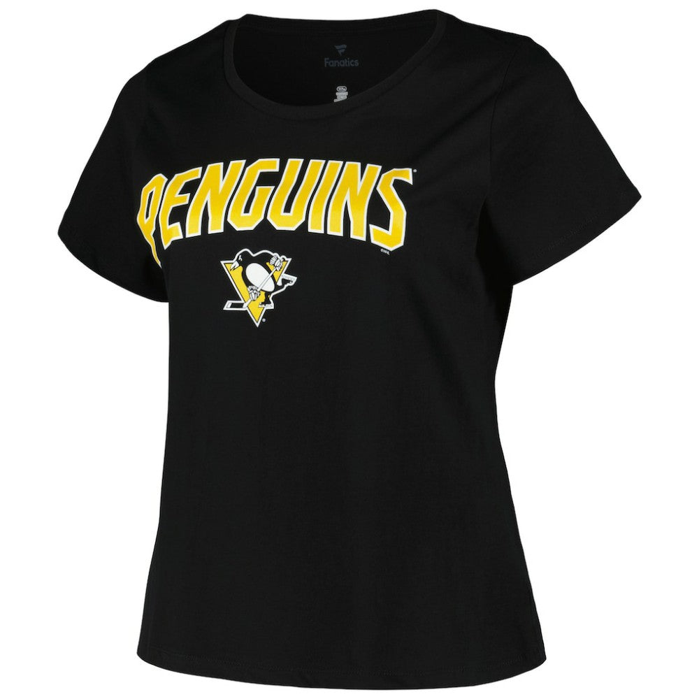 Pittsburgh Penguins Profile Women's Plus Size Arch Over Logo T-Shirt - Black | NHL Lifestyle