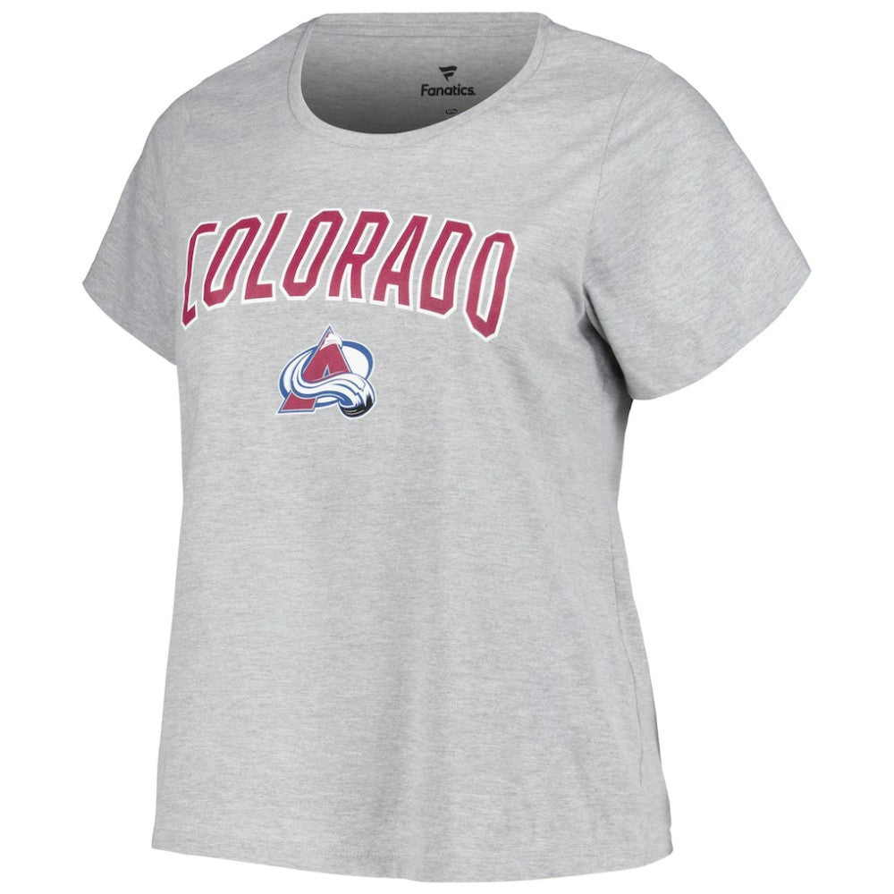 Colorado Avalanche Profile Women's Plus Size Arch Over Logo T-Shirt - Heather Gray | NHL discount