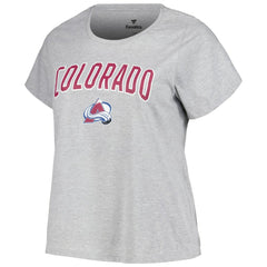 Colorado Avalanche Profile Women's Plus Size Arch Over Logo T-Shirt - Heather Gray | NHL discount