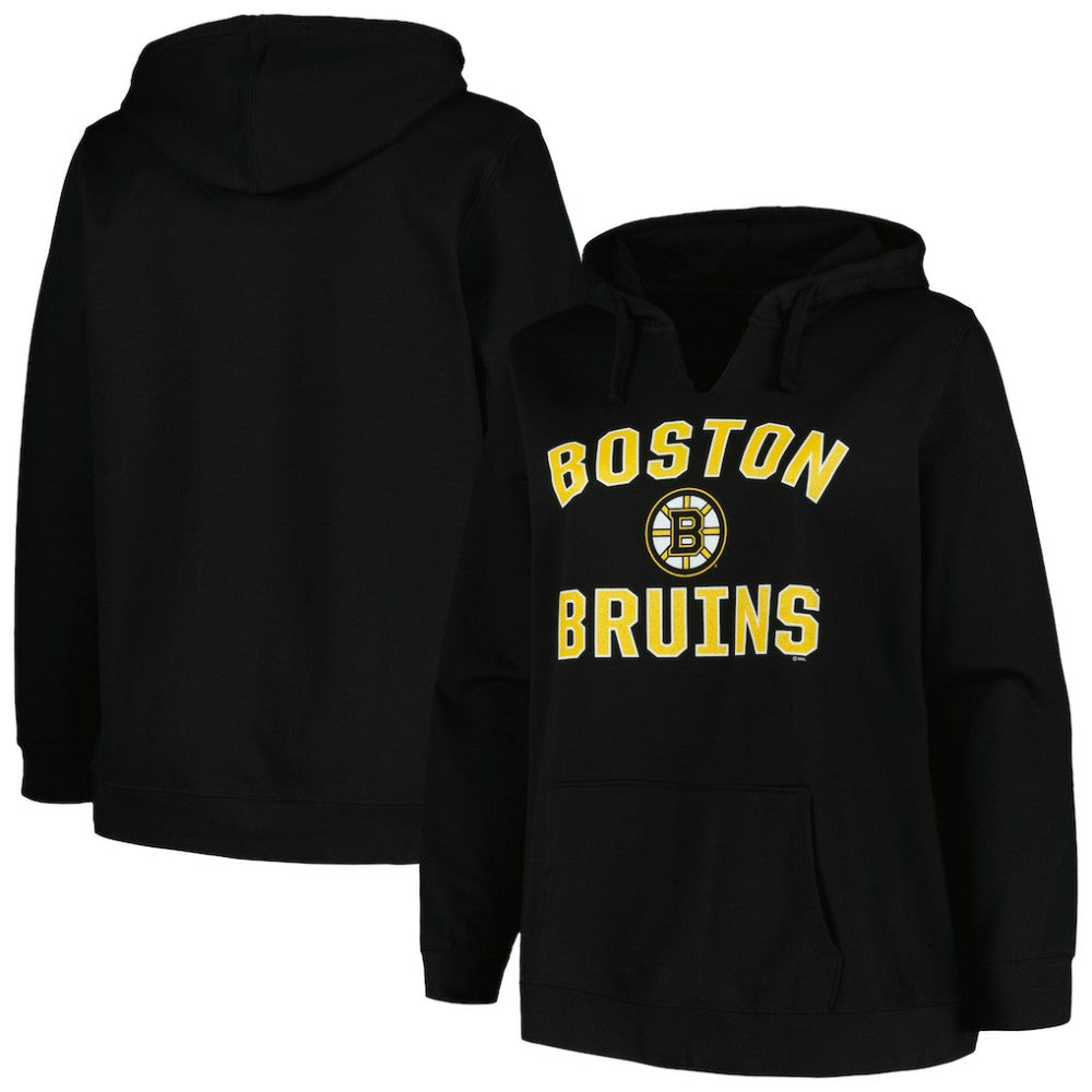 Boston Bruins Profile Women's Plus Size Arch Over Logo Pullover Hoodie - Black | NHL online