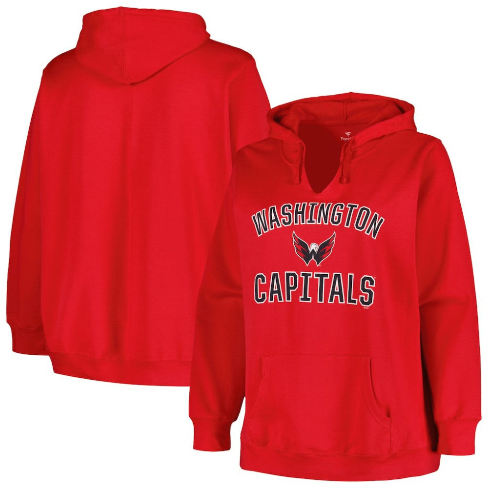 Washington Capitals Profile Women's Plus Size Arch Over Logo Pullover Hoodie - Red | NHL online