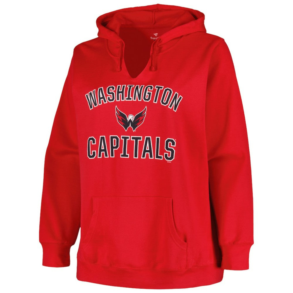 Washington Capitals Profile Women's Plus Size Arch Over Logo Pullover Hoodie - Red | NHL online