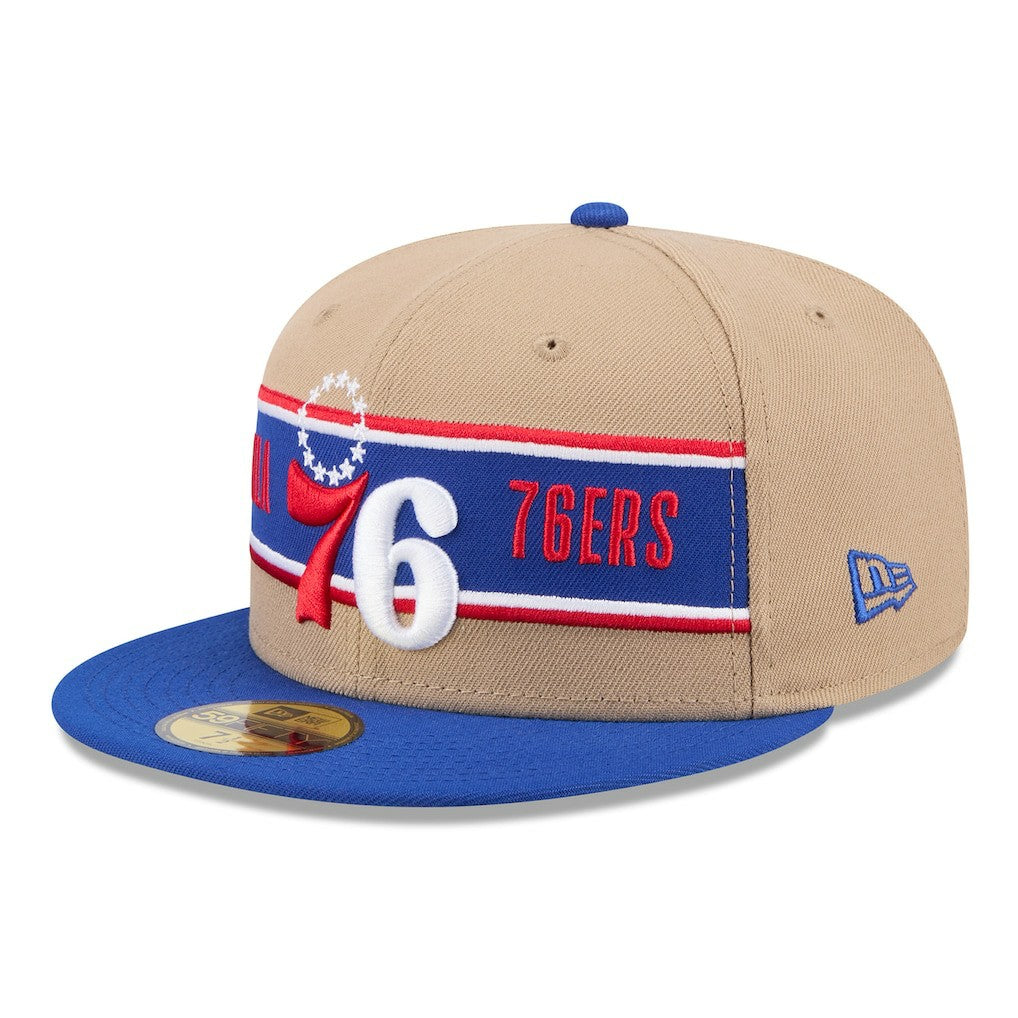 New Era Philadelphia 76ers 2024 NBA Draft 59FIFTY Fitted Hat Tan/Royal