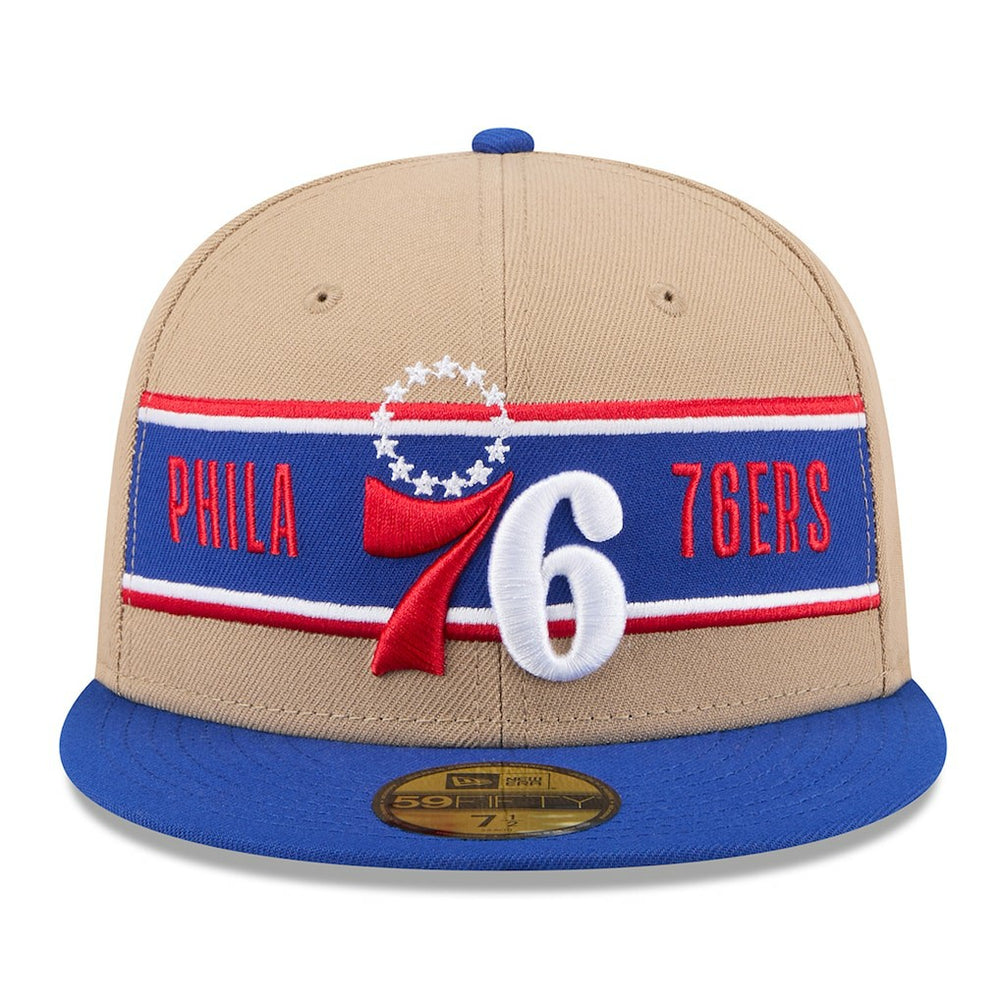 New Era Philadelphia 76ers 2024 NBA Draft 59FIFTY Fitted Hat Tan/Royal