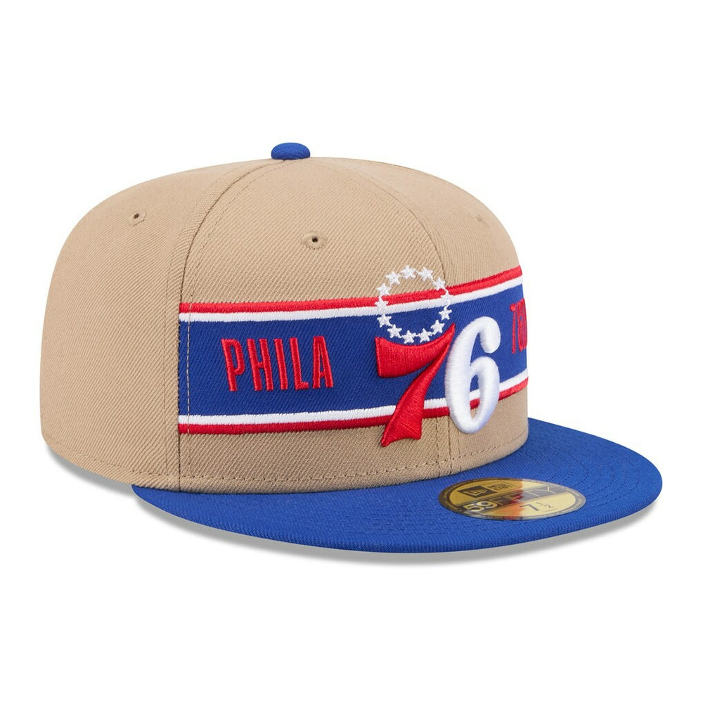 New Era Philadelphia 76ers 2024 NBA Draft 59FIFTY Fitted Hat Tan/Royal