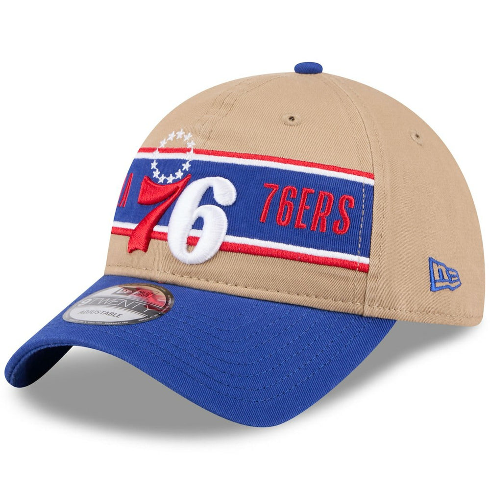 New Era Philadelphia 76ers 2024 NBA Draft 9TWENTY Adjustable Hat Tan/Royal