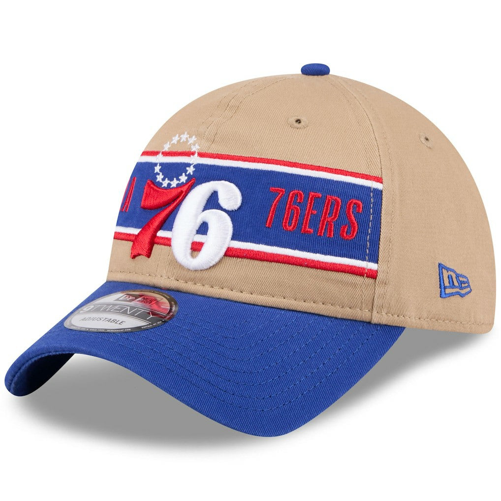 New Era Philadelphia 76ers 2024 NBA Draft 9TWENTY Adjustable Hat Tan/Royal