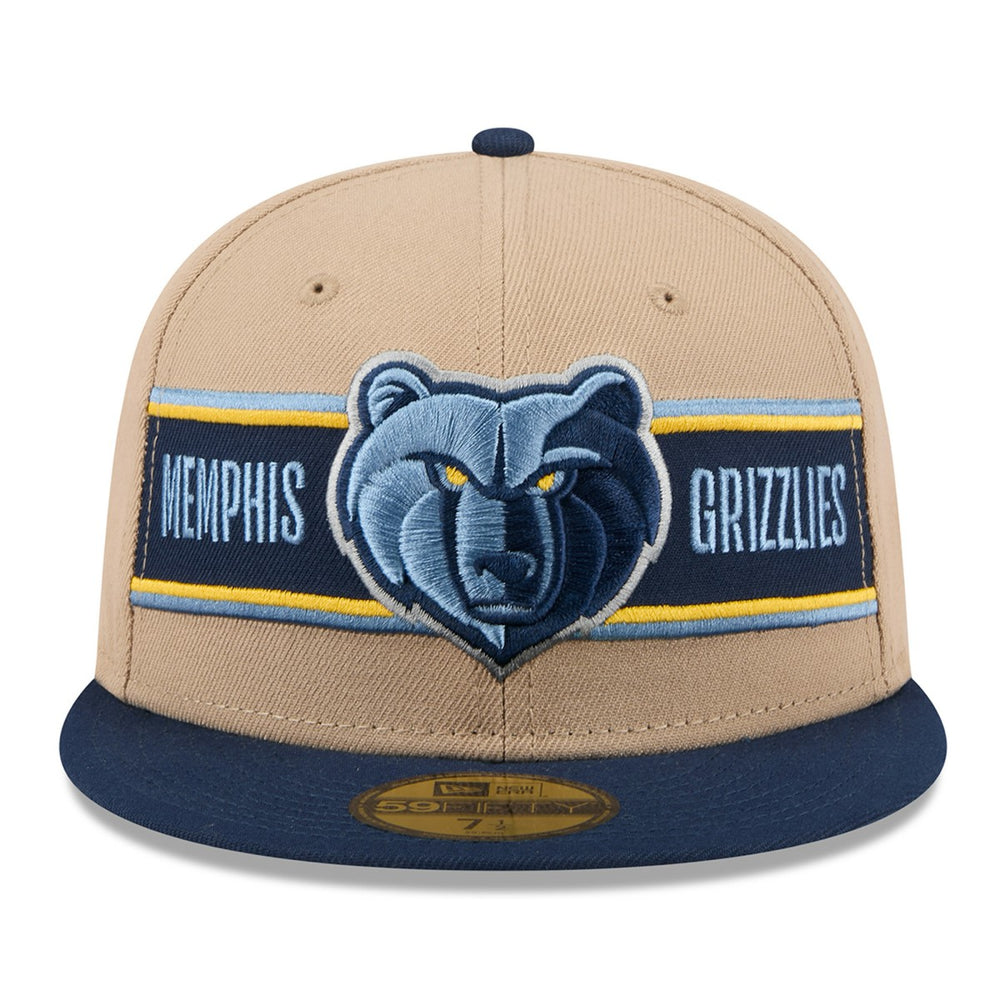 New Era Memphis Grizzlies 2024 NBA Draft 59FIFTY Fitted Hat Tan/Navy