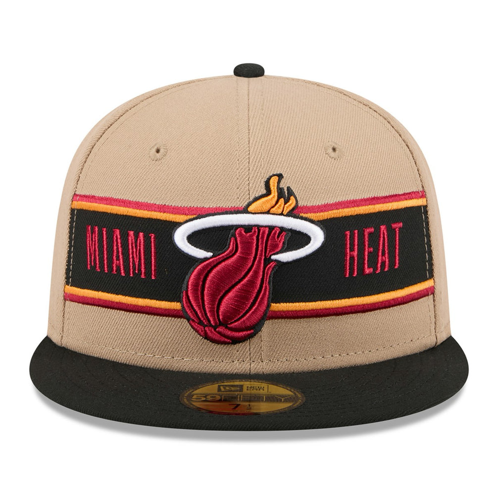 New Era Miami Heat 2024 NBA Draft 59FIFTY Fitted Hat Tan/Black