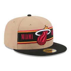 New Era Miami Heat 2024 NBA Draft 59FIFTY Fitted Hat Tan/Black