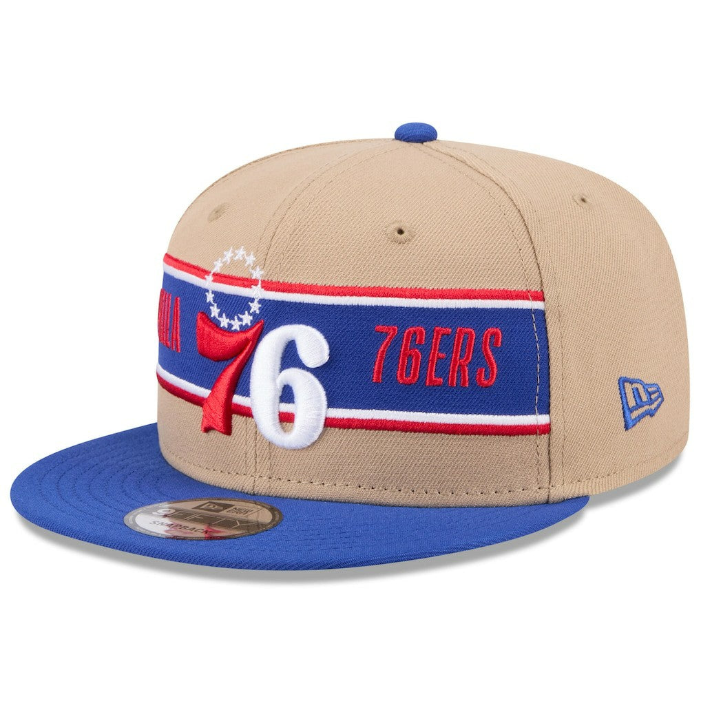 New Era Philadelphia 76ers 2024 NBA Draft 9FIFTY Snapback Hat Tan/Royal