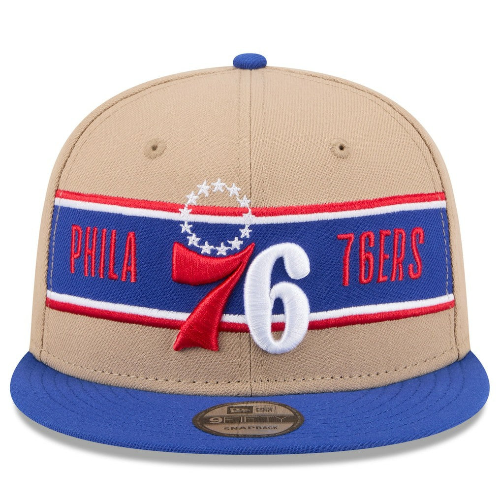 New Era Philadelphia 76ers 2024 NBA Draft 9FIFTY Snapback Hat Tan/Royal