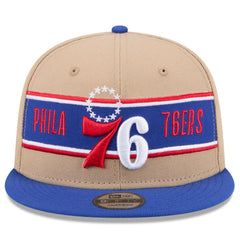 New Era Philadelphia 76ers 2024 NBA Draft 9FIFTY Snapback Hat Tan/Royal