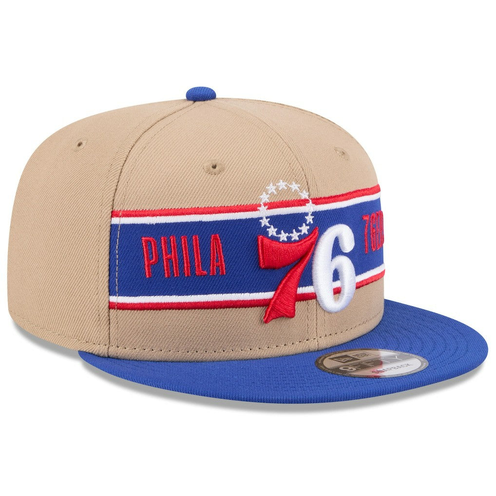 New Era Philadelphia 76ers 2024 NBA Draft 9FIFTY Snapback Hat Tan/Royal