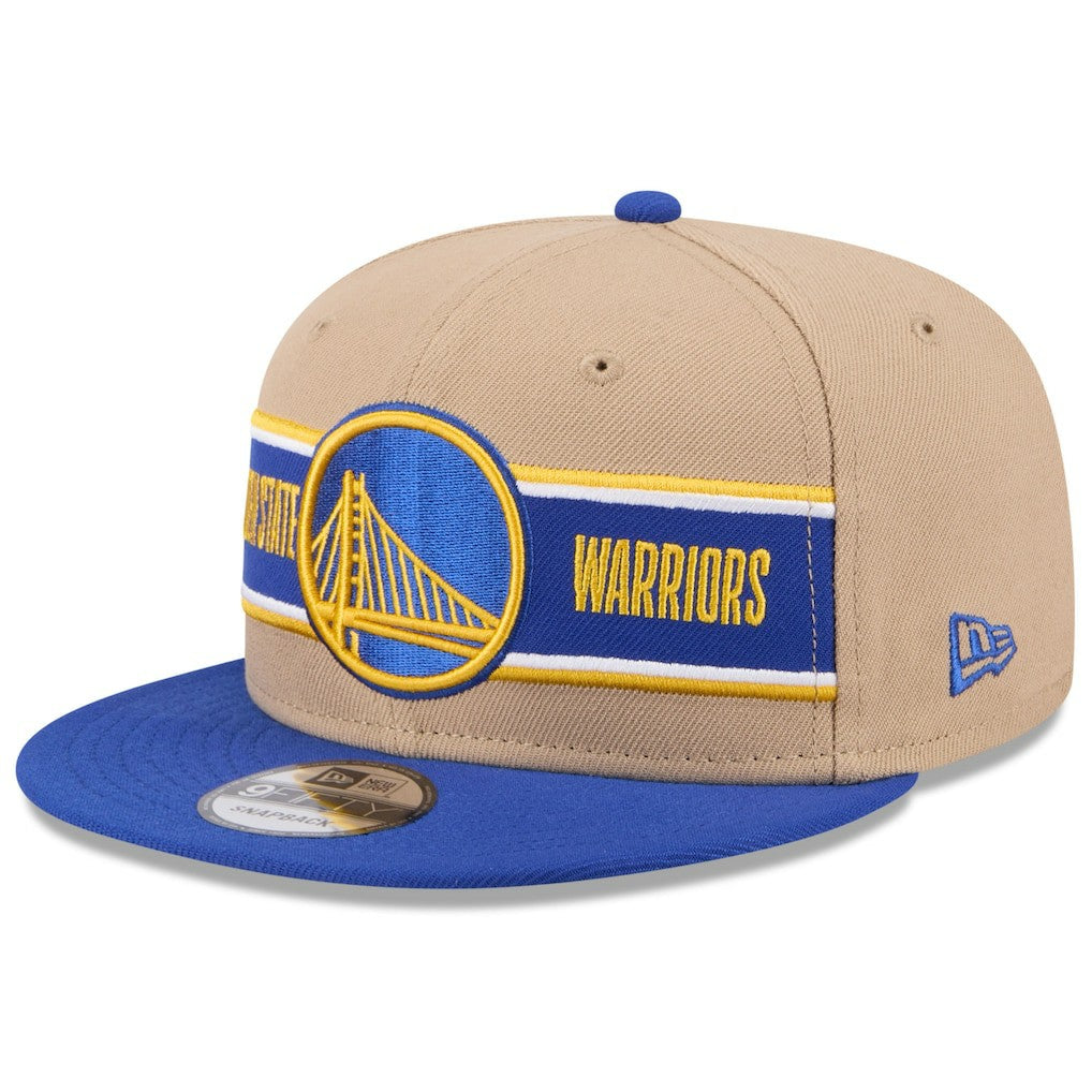 New Era Golden State Warriors 2024 NBA Draft 9FIFTY Snapback Hat Tan/Royal