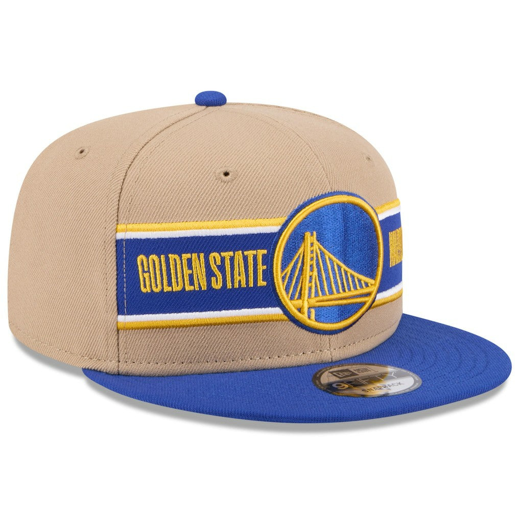 New Era Golden State Warriors 2024 NBA Draft 9FIFTY Snapback Hat Tan/Royal