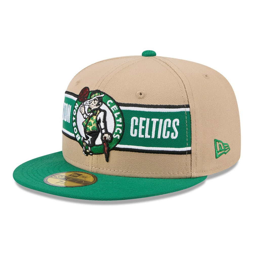 New Era Boston Celtics 2024 NBA Draft 59FIFTY Fitted Hat Tan/Kelly Green