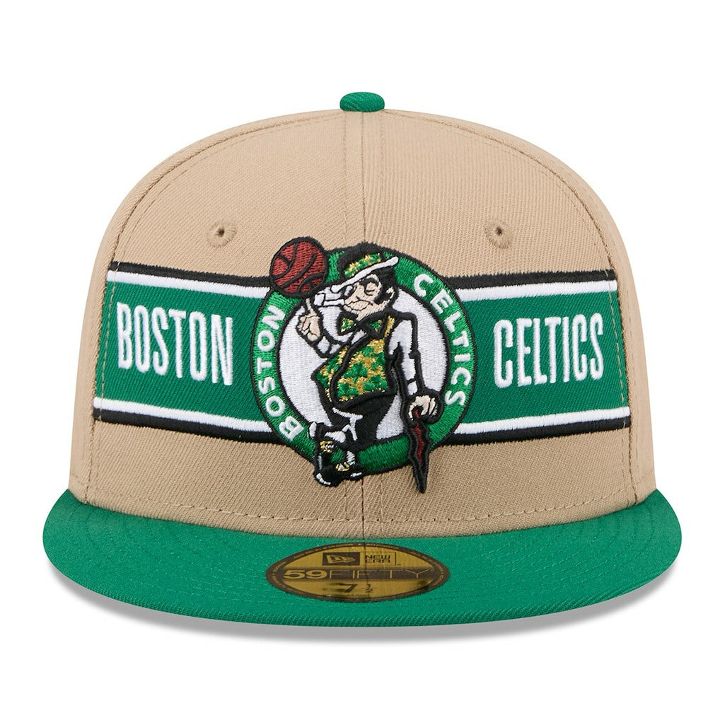 New Era Boston Celtics 2024 NBA Draft 59FIFTY Fitted Hat Tan/Kelly Green