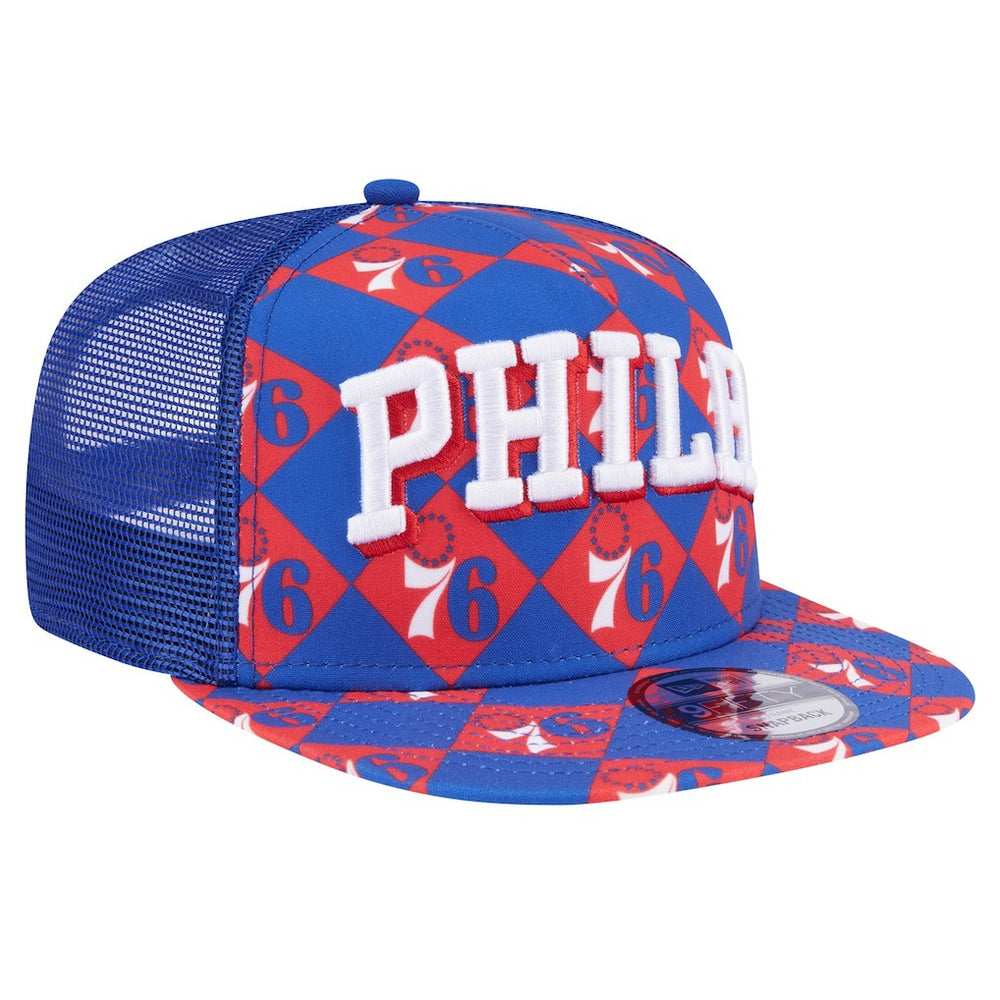 New Era Philadelphia 76ers Seeing Diamonds A-Frame Trucker 9FIFTY Snapback Hat Royal