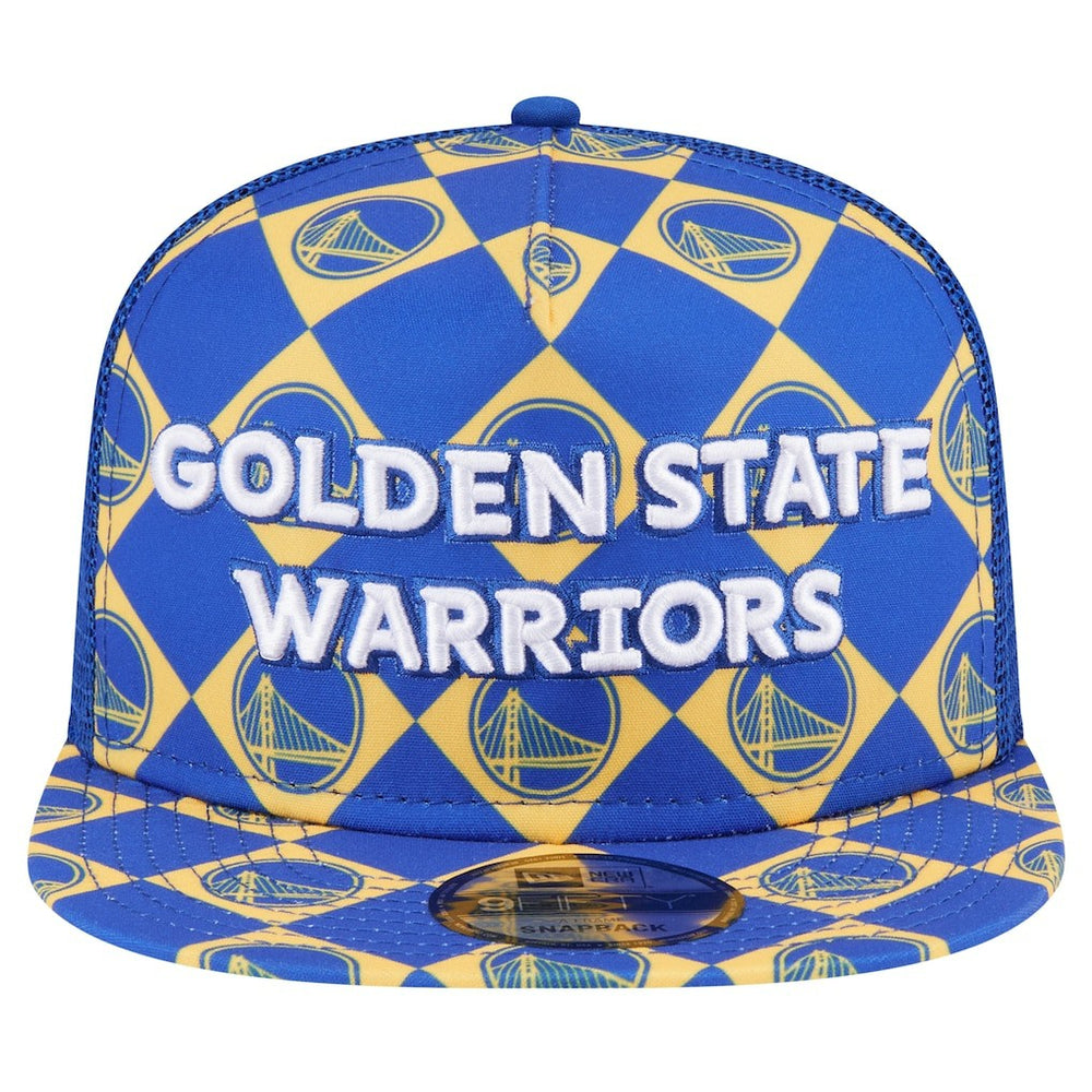 New Era Golden State Warriors Seeing Diamonds A-Frame Trucker 9FIFTY Snapback Hat Royal