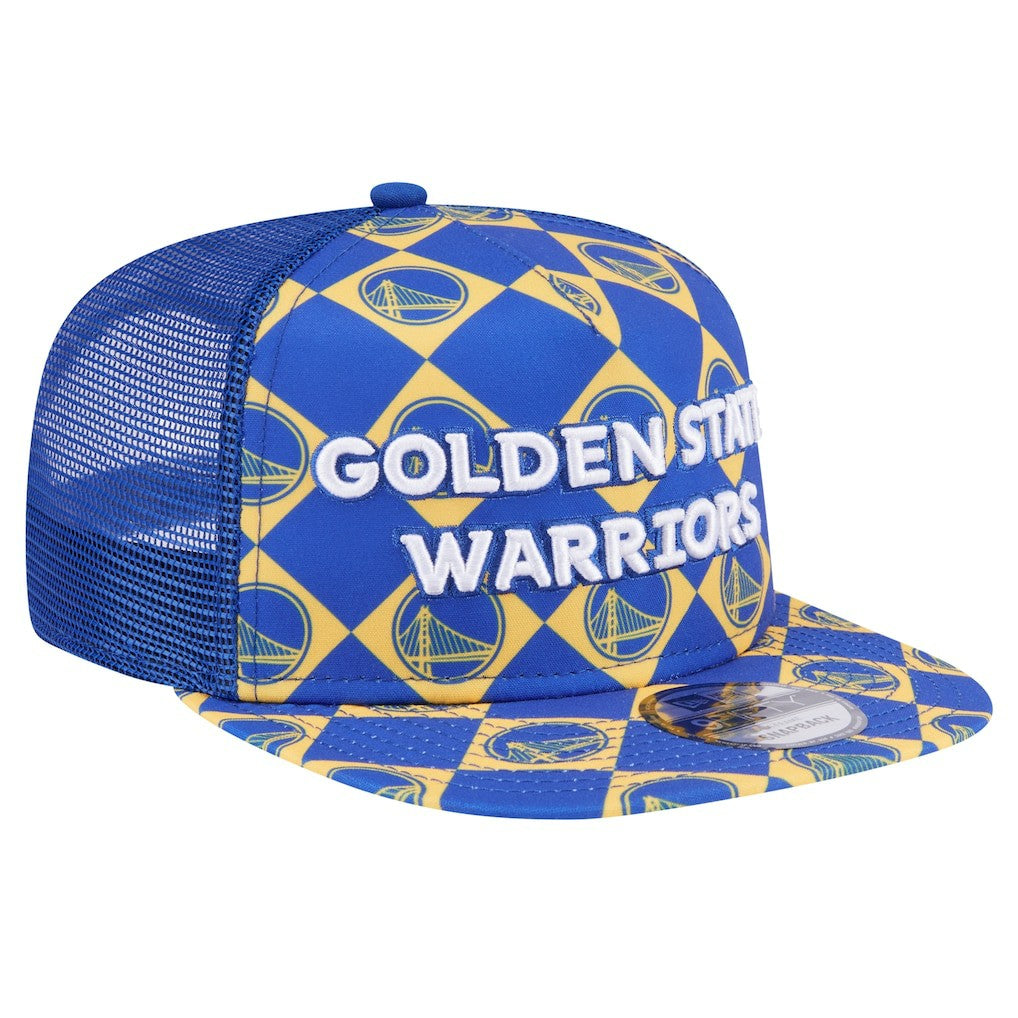New Era Golden State Warriors Seeing Diamonds A-Frame Trucker 9FIFTY Snapback Hat Royal