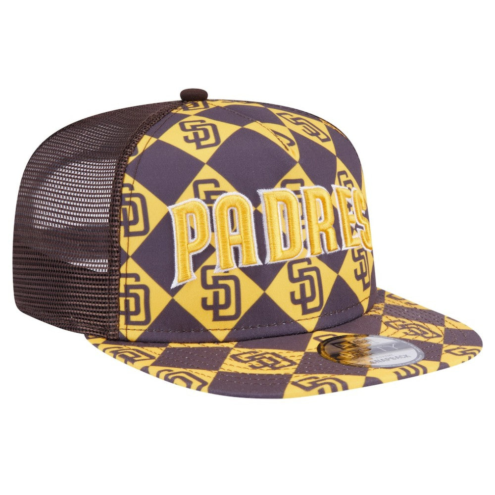 San Diego Padres New Era Seeing Diamonds A-Frame Trucker 9FIFTY Snapback Hat Sale